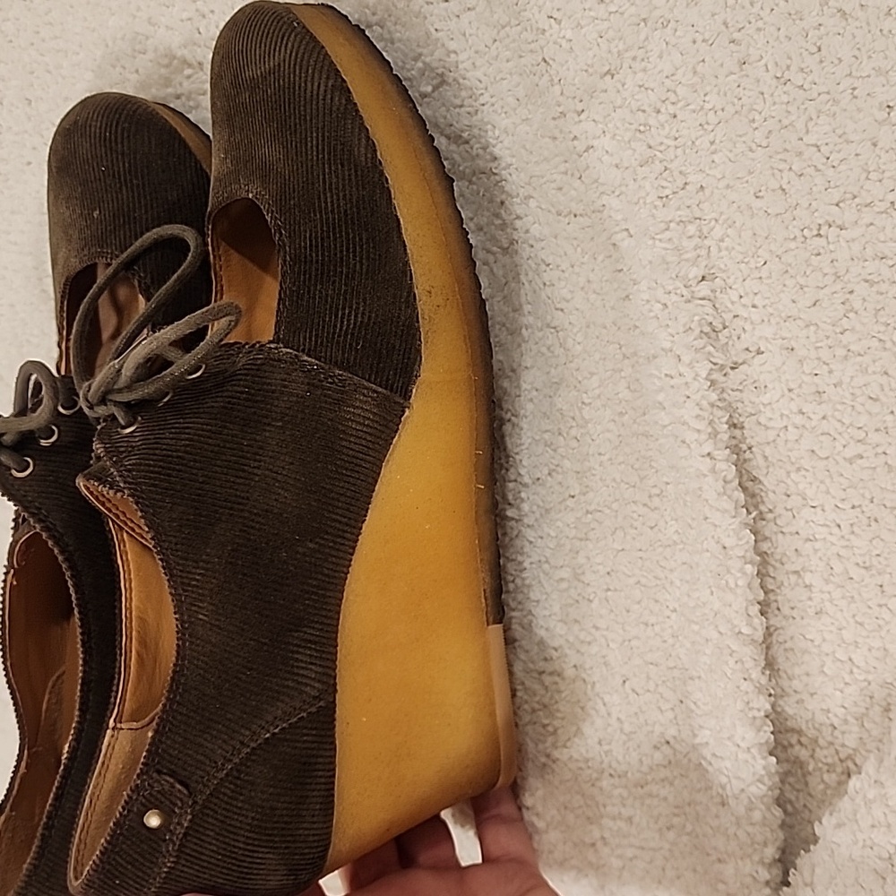 Clarks Women's Dark Brown Corduroy Wedges Sz.10 - So Comfy - Pre-loved - Picture 6 of 6